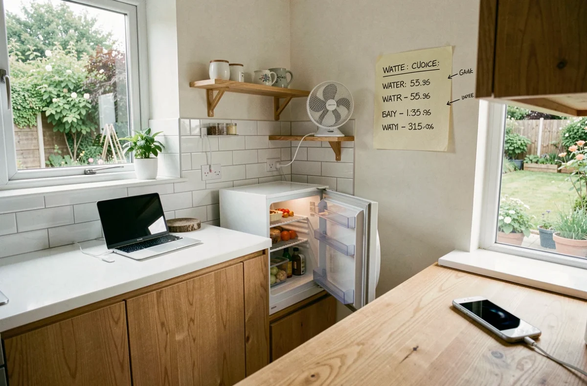 Cuisine moderne avec appareils électroménagers alimentés par un panneau solaire de 400W