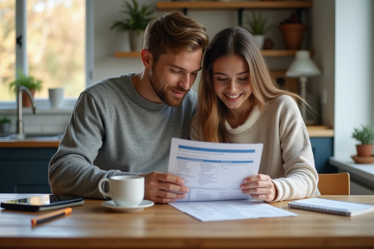 Jeune couple étudiant une citation sur l