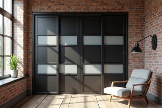 Porte de placard au style industriel dans un intérieur moderne