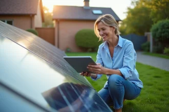 Panneaux photovoltaïques installés sur un toit ensoleillé