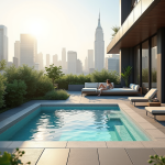 Spa compact dans une terrasse urbaine moderne en ville