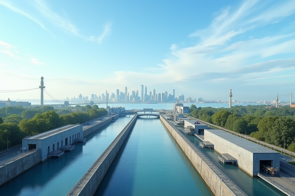 Installation moderne de traitement des eaux à la périphérie de Venise